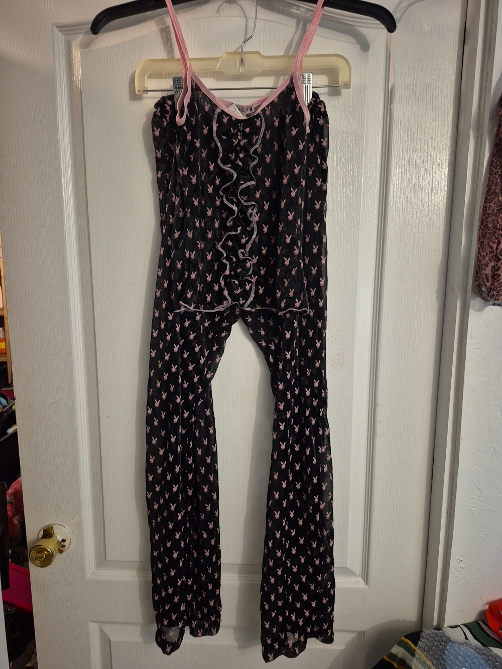 PLAYBOY Black and Pink Bunny Print Nighttop